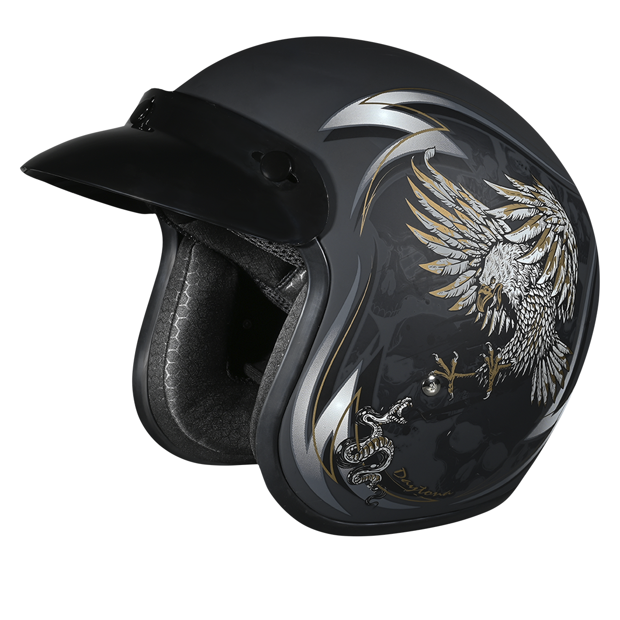 DOT Approved Daytona Cruiser Open Face Motorcycle Helmet - Men, Women & Youth - With Visor & Graphics - W/ Wild Soul XL