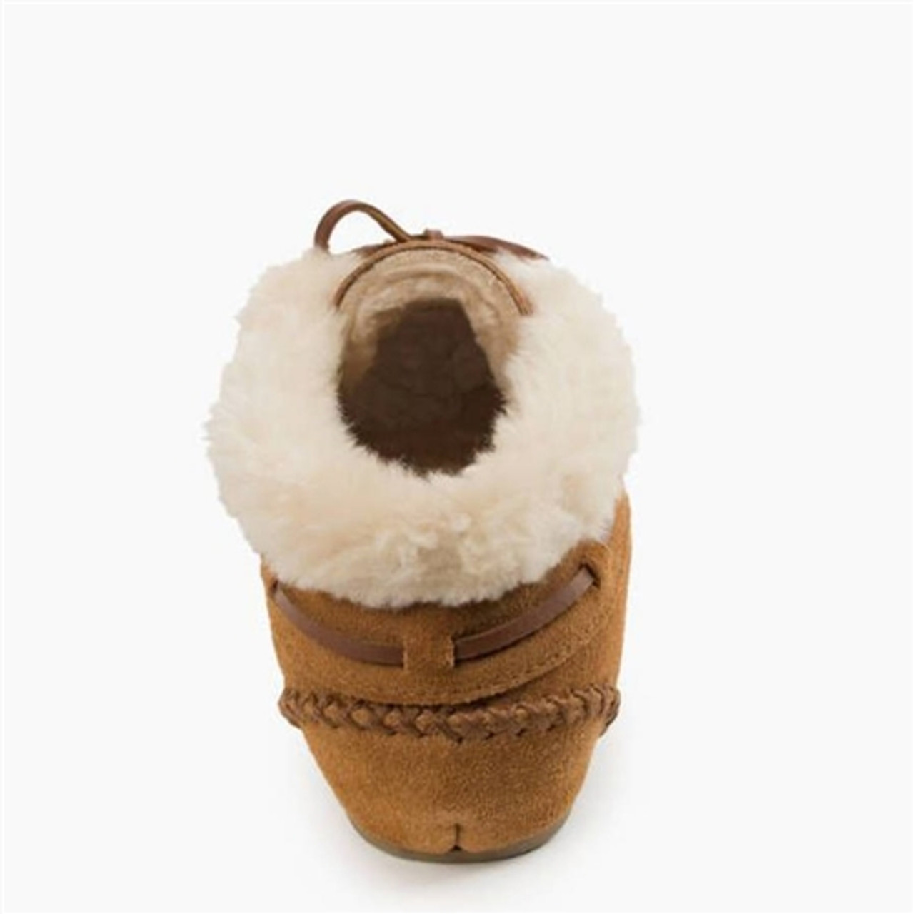 Women's Minnetonka Chrissy Slippers (Cinnamon Suede) Fur Moccasins