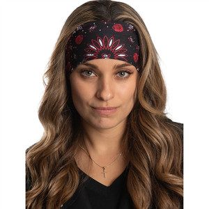 Hair Glove Thin Bling Rose Paisley Biker Headband - Black polyester-cotton blend with rhinestone rose paisley design Hair Glove Thin Bling Rose Paisley Biker Headband - Black polyester-cotton blend with rhinestone rose paisley design