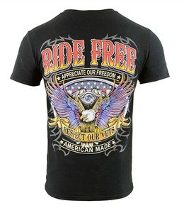 Men's Biker Biker Clothing Co. T-Shirts: Ride Free, Respect our Vets Men's Biker Biker Clothing Co. T-Shirts: Ride Free, Respect our Vets