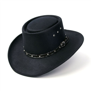 Black Faux Felt Gambler Western Hat Black Faux Felt Gambler Western Hat