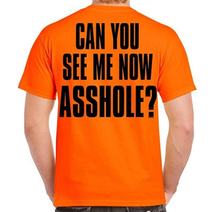Men's Biker T-Shirts: Orange Can You See Me Now Men's Biker T-Shirts: Orange Can You See Me Now