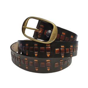 Men's Bullet Print Embossed Leather Belt Men's Bullet Print Embossed Leather Belt