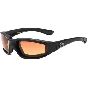Black Padded Motorcycle Glasses - Amber Lens Black Padded Motorcycle Glasses - Amber Lens