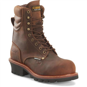 Carolina CA9854 men's 9-inch waterproof composite toe logger boots in brown Carolina CA9854 men's 9-inch waterproof composite toe logger boots in brown
