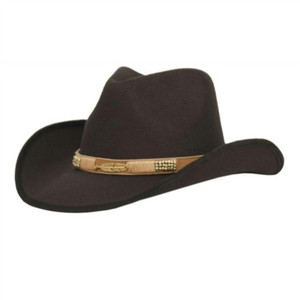 Felt Black Cowboy Hat, Beaded Band - Adjustable Felt Black Cowboy Hat, Beaded Band - Adjustable