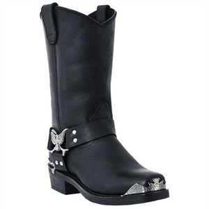 Dingo Mens Black Harness Boots With Eagle Tips "LA Rocker"