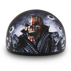 Daytona Skull Cap Motorcycle Helmets: USA Skull & Guns Daytona Skull Cap Motorcycle Helmets: USA Skull & Guns