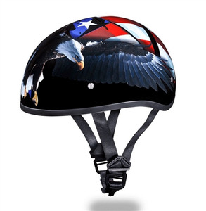 Freedom Eagle Beanie Motorcycle Helmet by Daytona front view with eagle and American flag graphics Freedom Eagle Beanie Motorcycle Helmet by Daytona front view with eagle and American flag graphics