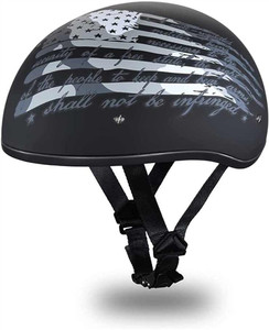 Daytona D6-SA Second Amendment USA Half Helmet DOT approved with matte black finish, American flag and eagle graphic, ultra-low profile design Daytona D6-SA Second Amendment USA Half Helmet DOT approved with matte black finish, American flag and eagle graphic, ultra-low profile design