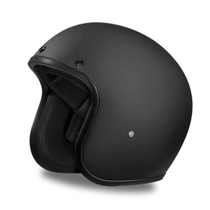 Daytona DOT-approved matte black 3/4 open face motorcycle helmet with slim shell design and retro styling Daytona DOT-approved matte black 3/4 open face motorcycle helmet with slim shell design and retro styling