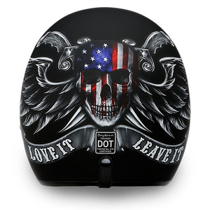 Daytona Cruiser Motorcycle Helmet: Love It Patriotic Skull w/ Wings Daytona Cruiser Motorcycle Helmet: Love It Patriotic Skull w/ Wings