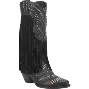 Ladies Gypsy Fringe Western Boots DI737 Black Suede Ladies Gypsy Fringe Western Boots DI737 Black Suede