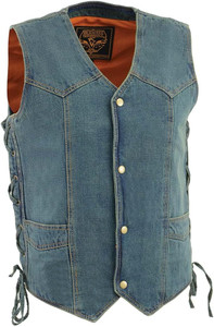 Milwaukee Denim Men's Blue Vest w/ Side Laces Milwaukee Denim Men's Blue Vest w/ Side Laces