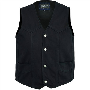 Kids Black Denim Vest, Biker Classic V-Neck Snap Kids Black Denim Vest, Biker Classic V-Neck Snap