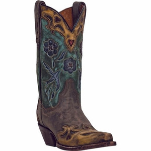 Ladies Dan Post Leather Western Boots Vintage Bluebird Ladies Dan Post Leather Western Boots Vintage Bluebird