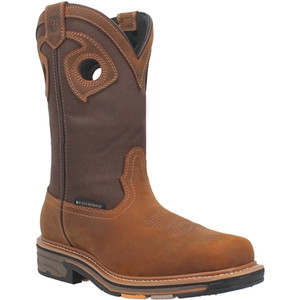 Dan Post Bram waterproof work boots showcasing brown waterproof leather upper and broad square toe Dan Post Bram waterproof work boots showcasing brown waterproof leather upper and broad square toe