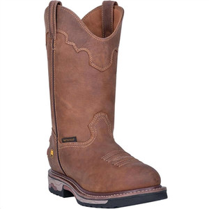 Dan Post Journeyman Saddle Brown waterproof work boots showcasing full-grain leather upper Dan Post Journeyman Saddle Brown waterproof work boots showcasing full-grain leather upper
