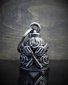 Motorcycle Guns & Roses talisman bell in USA-made pewter with pouch and card Motorcycle Guns & Roses talisman bell in USA-made pewter with pouch and card