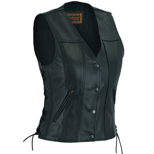 Women's Leather Motorcycle Vest DS205 Premium Quality Women's Leather Motorcycle Vest DS205 Premium Quality