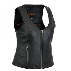 Ladies Fitted Zip Leather Motorcycle Club Vests by Daniel Smart Ladies Fitted Zip Leather Motorcycle Club Vests by Daniel Smart