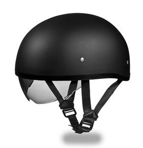 Daytona Skull Cap half motorcycle helmet with retractable inner smoke shield, low-profile design, and DOT FMVSS 218 certification Daytona Skull Cap half motorcycle helmet with retractable inner smoke shield, low-profile design, and DOT FMVSS 218 certification