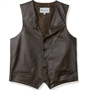 Men's Brown Premium Lambskin Leather Vest, Excelled Men's Brown Premium Lambskin Leather Vest, Excelled