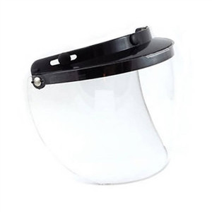 Clear flip-up helmet face shield by Echo – 3-snap universal fit, anti-scratch coating, UV protection Clear flip-up helmet face shield by Echo – 3-snap universal fit, anti-scratch coating, UV protection