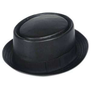 Black Faux Leather Pork Pie Hat Black Faux Leather Pork Pie Hat