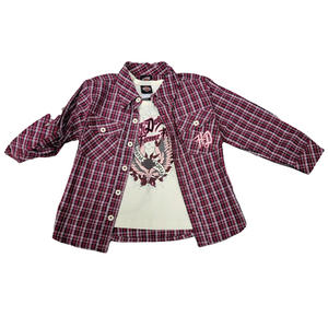 Harley-Davidson Girls Flannel Shirt & T-Shirt Set featuring pink and black plaid button-down flannel shirt layered Harley-Davidson Girls Flannel Shirt & T-Shirt Set featuring pink and black plaid button-down flannel shirt layered