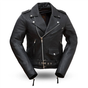 First Classics Rockstar Ladies Leather Biker Jacket with asymmetrical zipper, snap-down lapel, and thermal liner First Classics Rockstar Ladies Leather Biker Jacket with asymmetrical zipper, snap-down lapel, and thermal liner