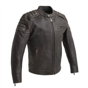 First MFG Crusader Brown Retro Motorcycle Jacket with distressed cowhide leather and classic biker style First MFG Crusader Brown Retro Motorcycle Jacket with distressed cowhide leather and classic biker style