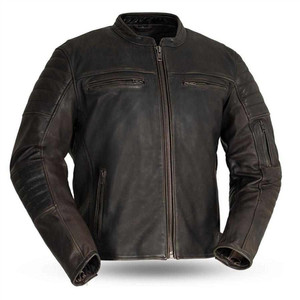 First MFG Co. Vintage Brown Cowhide Motorcycle Jacket with concealed carry pockets and zip-out thermal liner First MFG Co. Vintage Brown Cowhide Motorcycle Jacket with concealed carry pockets and zip-out thermal liner