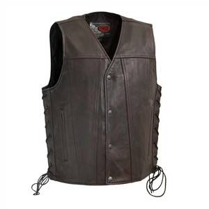 First MFG Copper Leather Motorcycle Vest with concealed carry pockets First MFG Copper Leather Motorcycle Vest with concealed carry pockets