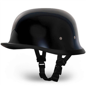 Gloss Black German Novelty Motorcycle Helmet – Retro Low-Profile Design, ABS Shel Gloss Black German Novelty Motorcycle Helmet – Retro Low-Profile Design, ABS Shel