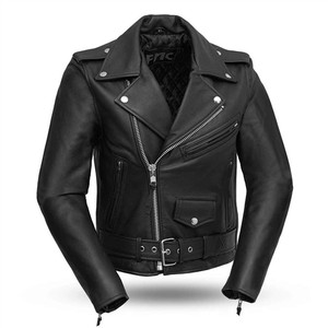 First Classics Women's Black Leather Motorcycle Jacket with snap-down lapel collar First Classics Women's Black Leather Motorcycle Jacket with snap-down lapel collar