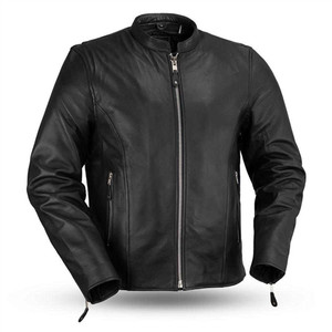 First Classics FMM202FBZ Men's Black Leather Scooter Motorcycle Jacket with mandarin collar First Classics FMM202FBZ Men's Black Leather Scooter Motorcycle Jacket with mandarin collar