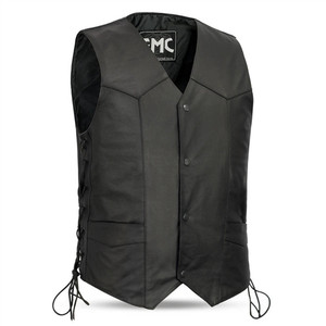 FMC Men's Classic Leather Biker Vest, Concealed Carry, Side Lace FMC Men's Classic Leather Biker Vest, Concealed Carry, Side Lace