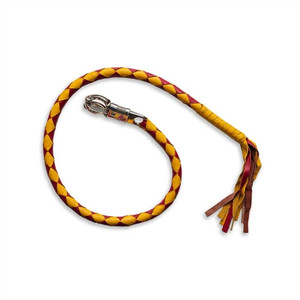 Red & gold leather motorcycle get back whip braided cowhide Red & gold leather motorcycle get back whip braided cowhide
