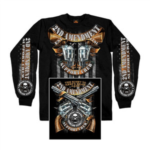 Long Sleeve Biker T-Shirt: Second Amendment Support Crew Long Sleeve Biker T-Shirt: Second Amendment Support Crew