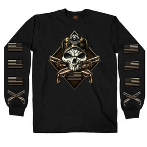 Hot Leathers Long Sleeve Biker Shirt: 2nd Amendment, Camo Skull Hot Leathers Long Sleeve Biker Shirt: 2nd Amendment, Camo Skull