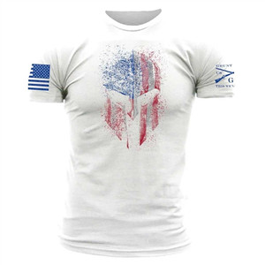 Grunt Style Shirt, American Spartan 2.0 White Patriotic USA Flag Grunt Style Shirt, American Spartan 2.0 White Patriotic USA Flag