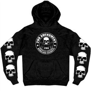 Men's 2nd Amendment Skull Hooded Sweat Shirt, Pull Over Men's 2nd Amendment Skull Hooded Sweat Shirt, Pull Over