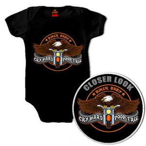 Motorcycle Baby Clothes: Cry Hard - Poop Free by Hot Leathers Motorcycle Baby Clothes: Cry Hard - Poop Free by Hot Leathers