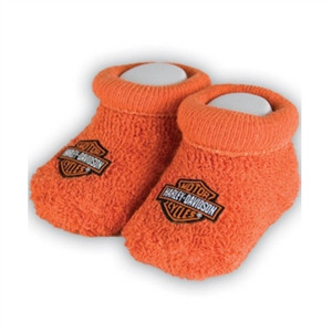 Harley-Davidson Baby Clothes: Orange Booties Harley-Davidson Baby Clothes: Orange Booties
