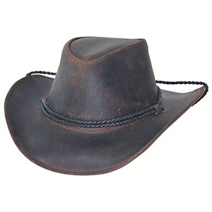 Bullhide Brown Leather Cowboy Hat with Shapeable Brim and Classic Western Style Bullhide Brown Leather Cowboy Hat with Shapeable Brim and Classic Western Style