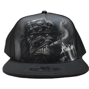 Gorilla Biker Flat Bill Snap Back Hat featuring bold gorilla graphic by Lethal Threat Gorilla Biker Flat Bill Snap Back Hat featuring bold gorilla graphic by Lethal Threat