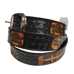 Live 2 Ride Embossed Biker Leather Belt Live 2 Ride Embossed Biker Leather Belt