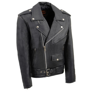 Youth Classic Leather Motorcycle Jacket – Milwaukee Leather with Asymmetrical Front Zip and Snap-Down Collar Youth Classic Leather Motorcycle Jacket – Milwaukee Leather with Asymmetrical Front Zip and Snap-Down Collar
