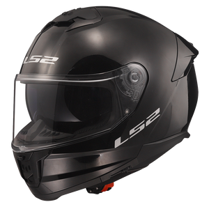 LS2 Stream Gloss Black Full Face Motorcycle Helmet with Built-in Sun Shield